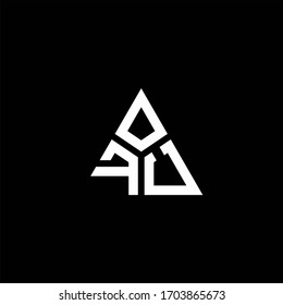 FU monogram logo with 3 pieces shape isolated on triangle design template