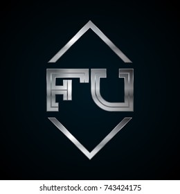 FU Monogram, Metal Logo, Silver Logo