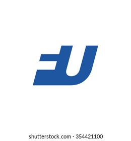 FU negative space letter logo blue