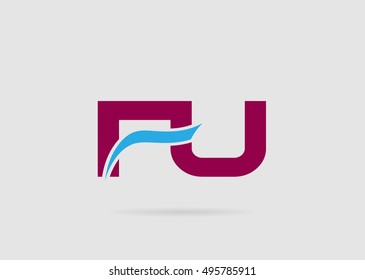 FU negative space letter logo
