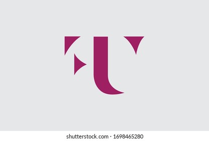 FU or UF and F or U Letter Initial Logo Design, Vector Template