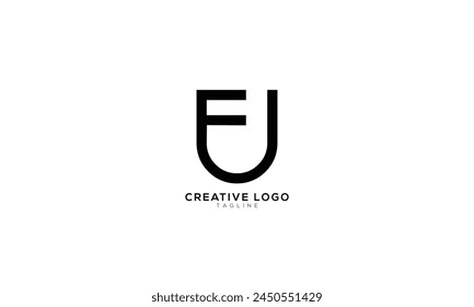 FU UF FJ JF Abstract initial monogram letter alphabet logo design