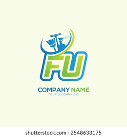 FU or UF Letter Local Cleaning vector logo. Cleaning service logo vector