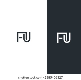 FU, UF letter logo design template elements. Modern abstract digital alphabet letter logo.