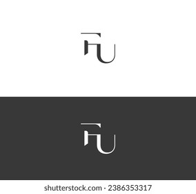 FU, UF letter logo design template elements. Modern abstract digital alphabet letter logo.