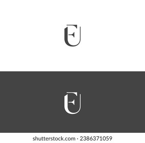 FU, UF letter logo design template elements. Modern abstract digital alphabet letter logo.