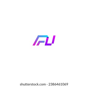 FU, UF letter logo design template elements. Modern abstract digital alphabet letter logo.