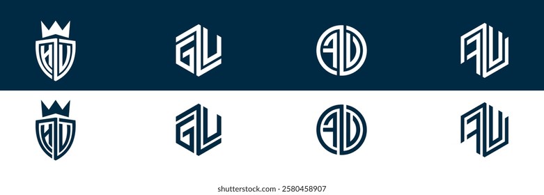 FU UF letter logo set design