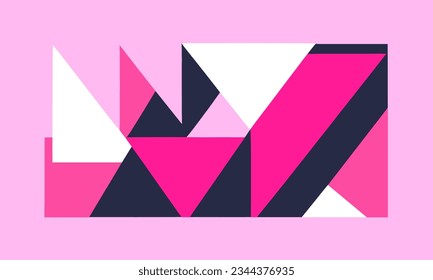 fuchsia abstract background consisting of triangles Geometric black, pink and dark blue, black