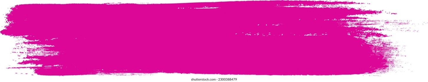 Fuchsia-Pinselstrich einzeln auf Hintergrund. Pinselstrich, Pinselstrich-Vektorgrafik für Farbfarbe, Grunge-Design-Element, Schmutzbanner, Aquarell-Design, schmutzige Textur. Trendiger Pinselstrich, Vektorgrafik