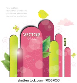 Fuchsia color background with bird, vector illustration. eps-10