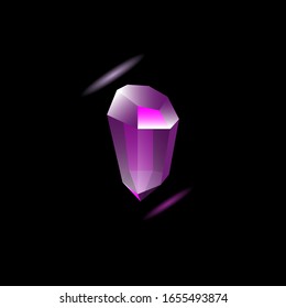 Fuchsia crystal on a black background, vector graphics