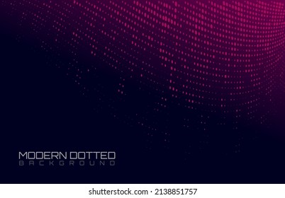 La fucsia tiene un fondo azul oscuro. Forma curva, textura reticulada o punteada. Plantilla de vectores para ​ tecnología y concepto de negocios.