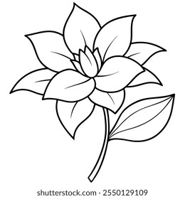 Una Ilustración vectorial de arte de línea de flores fucsia con fondo blanco 