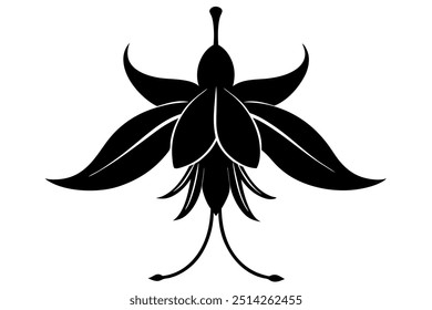 Fuchsia Flower Silhouette vector illustration on white background.