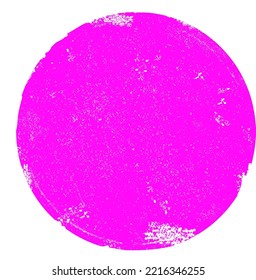 Fuchsia Grunge Kreisstempel. Runder Stempel, Vektorgrafik einzeln auf weißem Hintergrund. Fuchsia-Stempelvektor. Muster für Schmutzspritzer, Siegel, Tinte und Stempel
