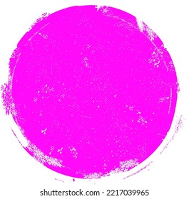 Fuchsia grunge circle stamp. Round stamp vector isolated on white background. Fuchsia stamp vector. For grunge badge, seal, ink and stamp design template