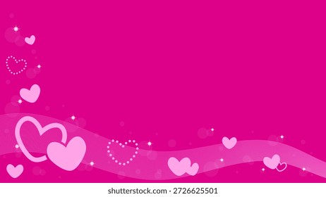 Fondo rosa fucsia decorado con adornos de patrón de corazón de amor rosa brillante