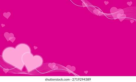 Fondo Rosa Fucsia Con Líneas Onduladas Y Adornos De Corazón De Amor Rosa