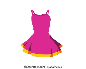 Fuchsia Pink and Gold Dress for Girls - Cartoon Vector Image 