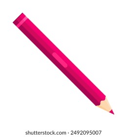 Fuchsia and pink pencil icon. Flat vector illustration isolated on white background. Art and creativity concept. Perfect for educational materials