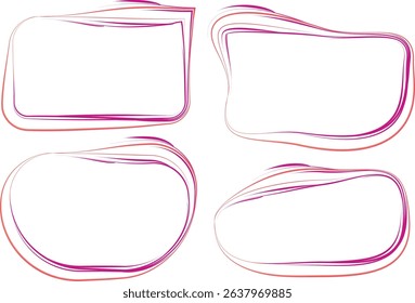 fuchsia pink red colorful curved line art frames shapes set