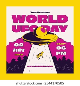 Fuchsia Vintage World UFO Day Social Media Post