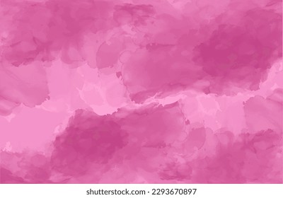 Fuchsia watercolor background.  Stains of color, hand brushed, wet effect. Elegant gradient pattern, vibrant color, vector image.