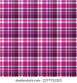 Fuchsia and White Plaid Check Seamless Pattern - Cute plaid check repeating pattern design