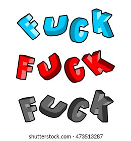 Fuck lettring set. Profanity typography.