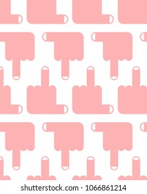 Fuck seamless pattern. Middle finger up. Background vector