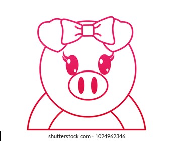 fucsia line adorable female pig cute animal