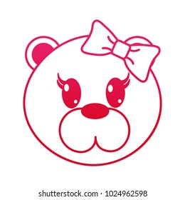 fucsia line female bear head cute animal
