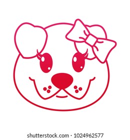 fucsia line female dog head cute animal