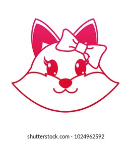 fucsia line female fox head cute animal