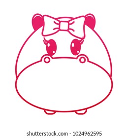 fucsia line female hippopotamus head cute animal