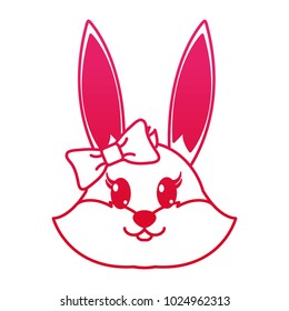 fucsia line female rabbit head cute animal