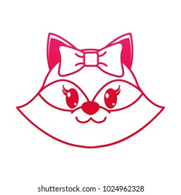 fucsia line female raccoon head cute animal