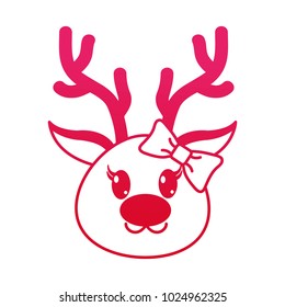 fucsia line female reindeer head cute animal