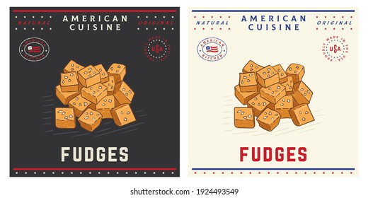 Fudges with salt sugar candy retro vintage