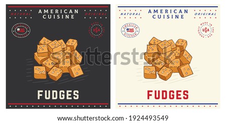Fudges with salt sugar candy retro vintage