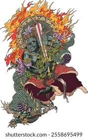 Fudo Myoo and the Dragon" symbolizes strength and protection. The headmaster's style blends tradition and creativity, emphasizing a unique spiritual vision. 