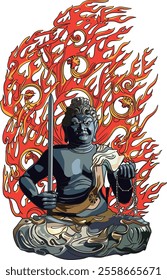 Fudou Myoo reflects the headmaster’s unique style, symbolizing strength, protection, and unwavering determination. Vivid imagery and bold themes convey power, resilience, and spiritual fortitude.