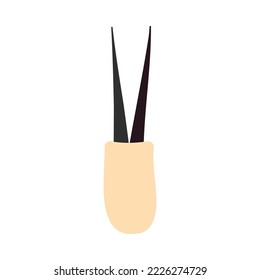 FUE hair transplant treatment symbol. Extracting hair follicle from scalp. Alopecia medical procedure. Hair loss diagnosis and transplantation concept. Vector illustration.