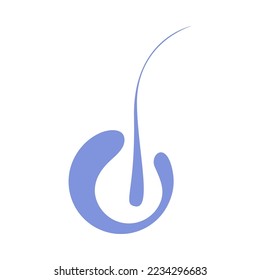 FUE hair transplant treatment symbol. Extracting hair follicle from scalp. Alopecia medical procedure. Hair loss diagnosis and transplantation concept. Vector illustration.