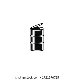 Fuel barrel gasoline can oil drum black and white simple vector illustration