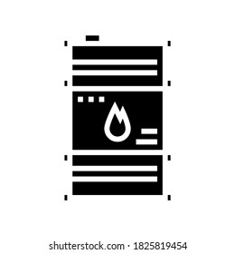 vector de icono de glifo de barril de combustible. señal de barril de combustible. símbolo de contorno aislado ilustración negra