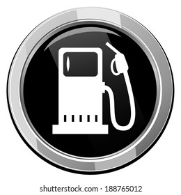 Fuel. Black round icon. Vector illustration.
