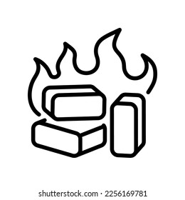 Fuel briquettes Icon. The concept of fire, heat, eco fuel, sawdust, husk, energy.