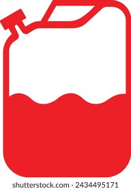 Fuel can icon in Red Fill style. Red handle jerry can icon. Petrol and Gasoline jerry can signs. Car petrol symbol. Gallon. Auto industry vector illustration isolated on transparent background.